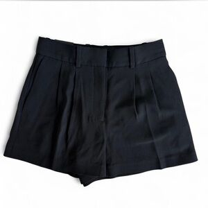 Aritzia Black High-Waist Pleated Shorts